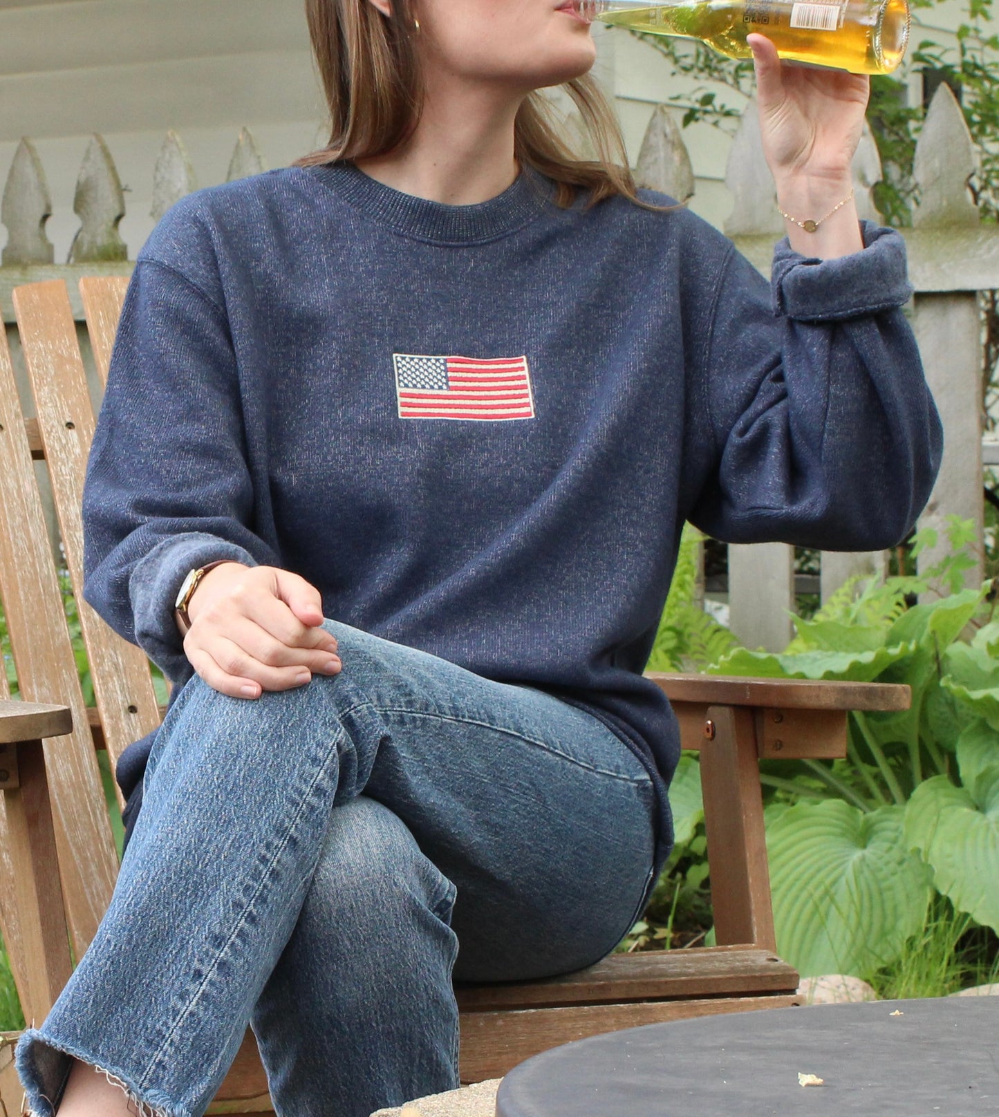 American Flag Knit Crew