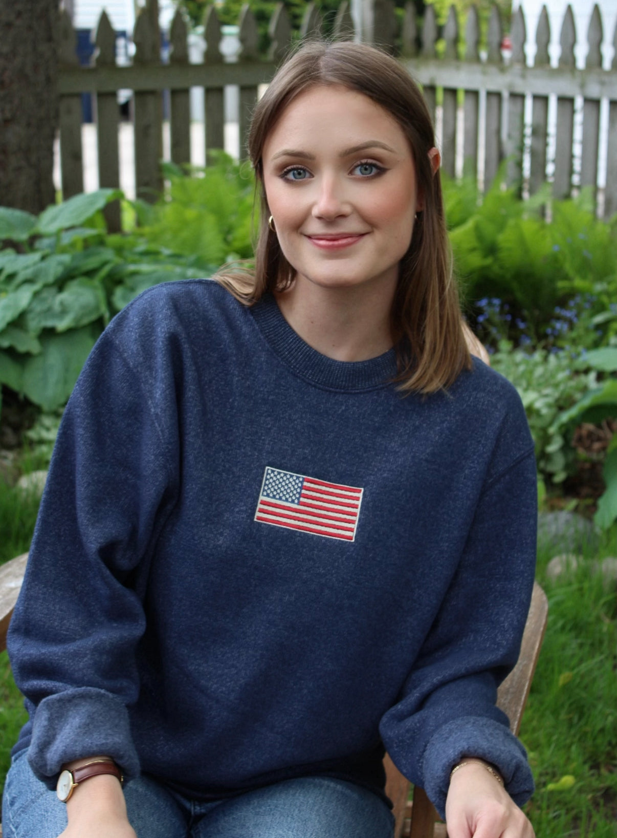 American Flag Knit Crew
