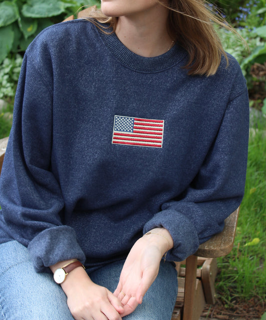 American Flag Knit Crew